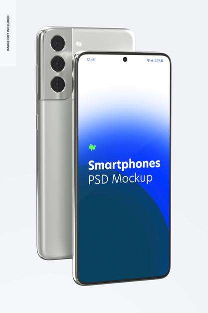 Smartphone Mockup, Front And Back View Psd