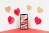 Smartphone Mockup In Corner With Valentine Concept Psd