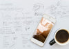 Smartphone Mockup On Business Drawing Psd