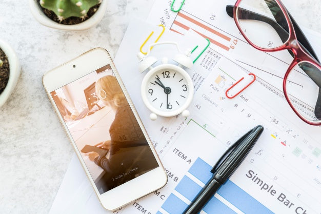 Smartphone Mockup On Business Drawing Psd