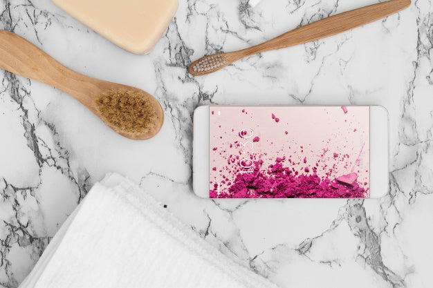 Smartphone Mockup On Marble Texture Psd