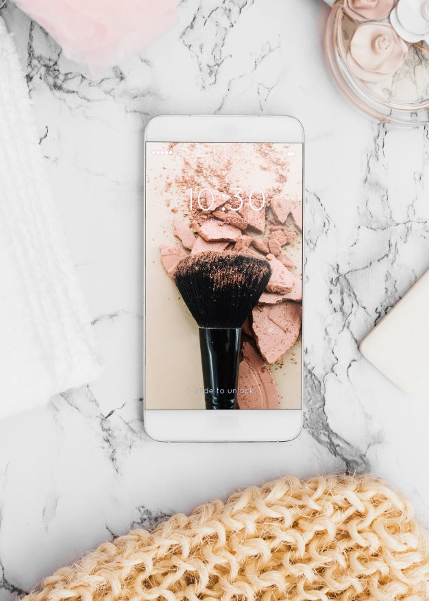 Smartphone Mockup On Marble Texture Psd