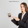 Smartphone Mockup With Business Woman Psd