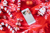 Smartphone Mockup With Christmas Elements Psd