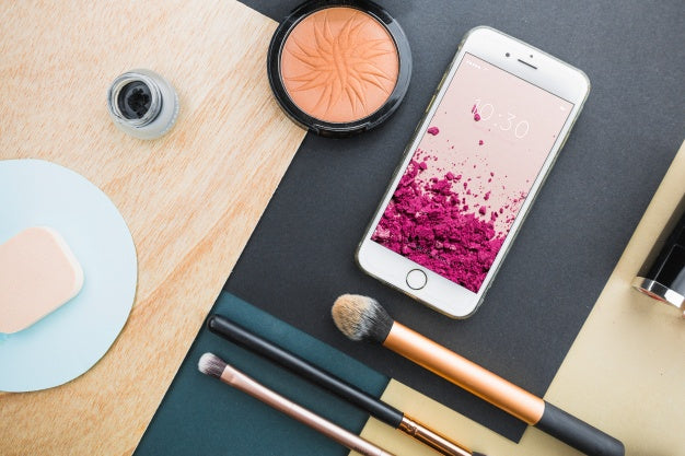 Smartphone Mockup With Cosmetic Concept Psd