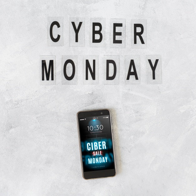 Smartphone Mockup With Cyber Monday Letters Psd