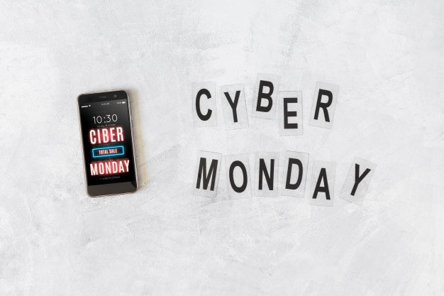 Smartphone Mockup With Cyber Monday Letters Psd