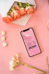 Smartphone Mockup With Flat Lay Mothers Day Composition Psd