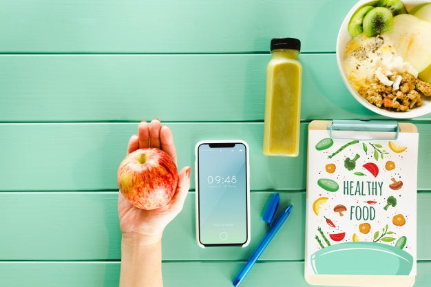 Smartphone Mockup With Healthy Food Psd