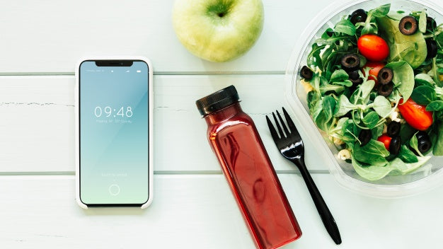 Smartphone Mockup With Healthy Food Psd