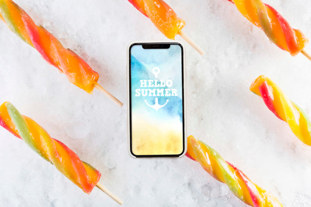 Smartphone Mockup With Ice Cream Psd