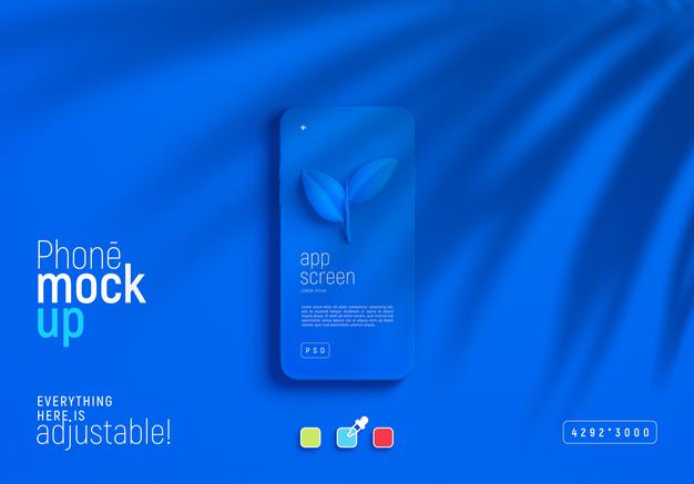 Smartphone Mockup With Leaves Shadow Psd