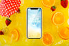 Smartphone Mockup With Oranges Psd