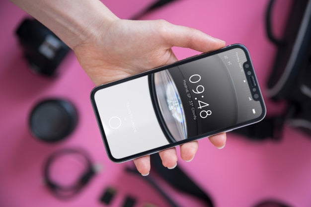 Smartphone Mockup With Photography Concept Psd