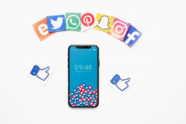 Smartphone Mockup With Social Media Concept Psd
