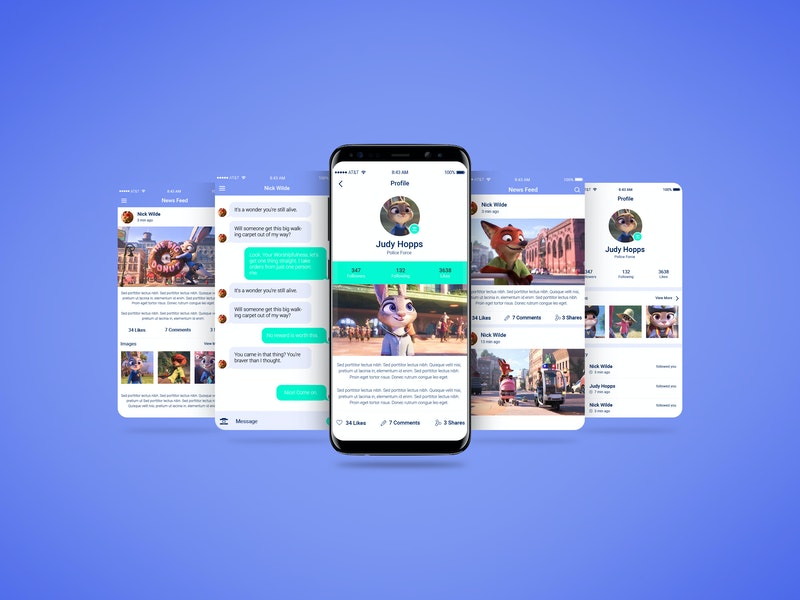 Smartphone Multi Screen App Mockup