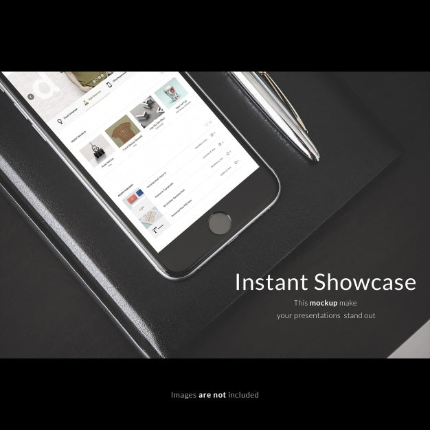 Smartphone On Black Agenda Mock Up Psd