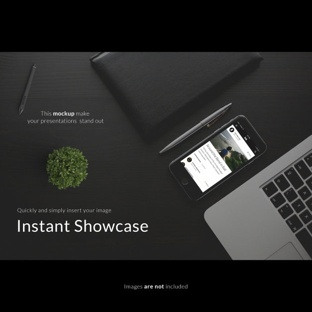 Smartphone On Black Desktop Mock Up Psd