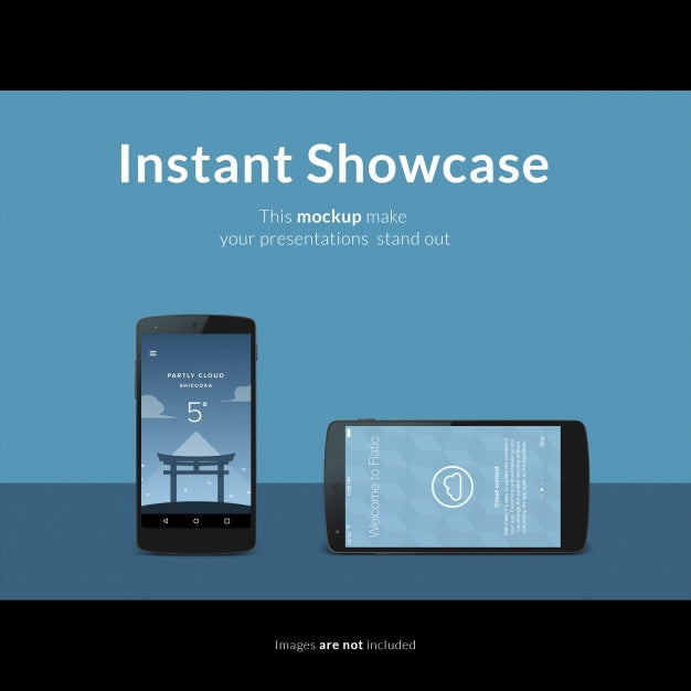 Smartphone On Blue Background Mock Up Psd
