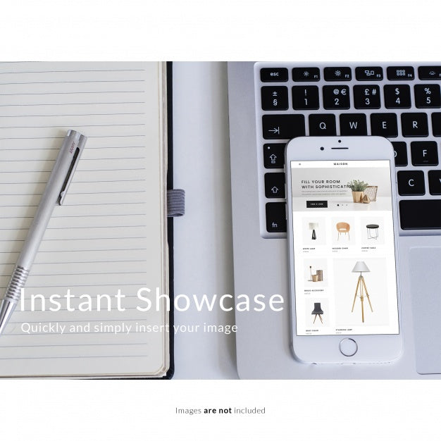 Smartphone On Laptop Keyboard Mock Up Psd