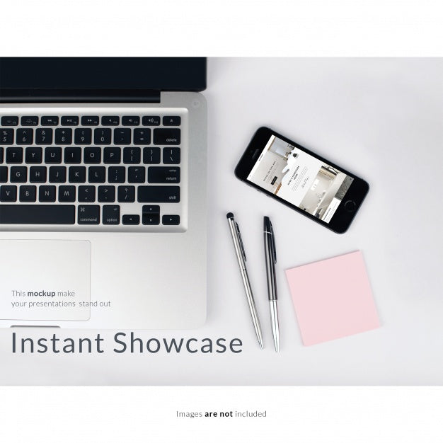 Smartphone On White Table Top View Mock Up Psd