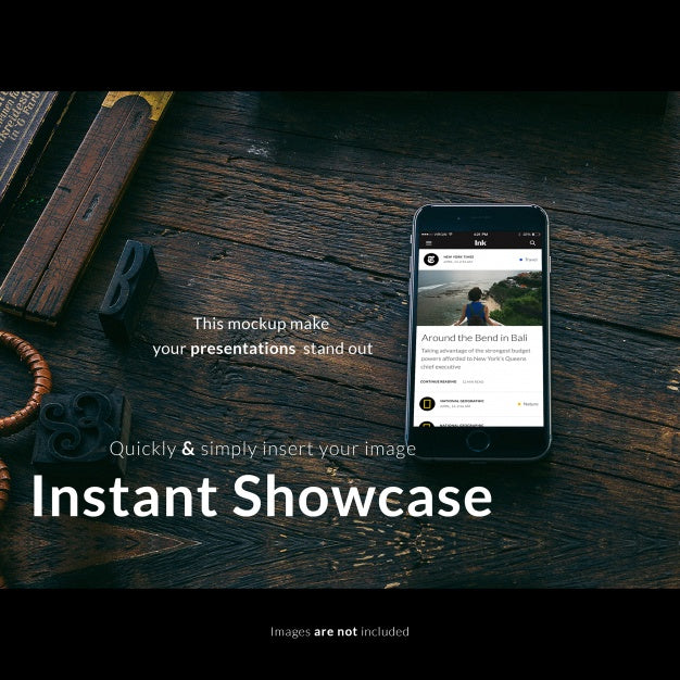 Smartphone On Wooden Table Mock Up Psd