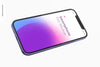 Smartphone Purple Version Mockup, Landscape Floating View Psd