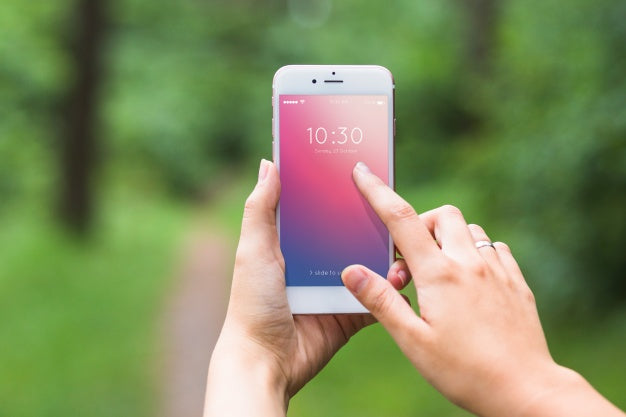 Smartphone Screen Mockup In Forest Psd
