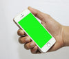 Smartphone with Green Screen in Hand PSD Mockup