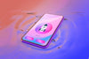 Smartphone With Login Page And Colorful Liquid Background Psd