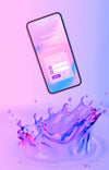 Smartphone With Login Page And Colorful Liquid Background Psd