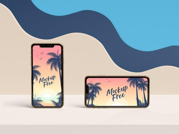 Smartphones Arrangement Summer Concept Psd