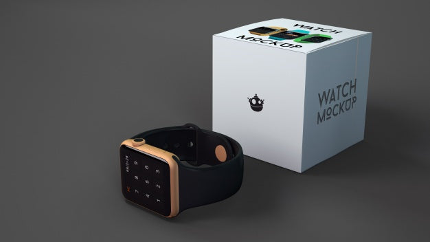 Smartwatch Mockup With Box Psd