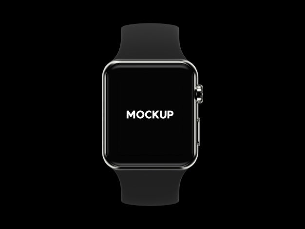 Smartwatch On Black Background Mock Up Design Psd