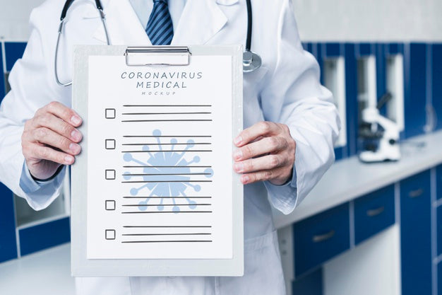 Smiley Doctor Holding A Medical Paper Mock-Up Medium Shot Psd
