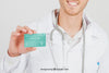 Smiley Doctor With Mock Up Of Visit Card Psd