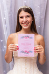 Smiley Girl Holding A Sweet Fifteen Invitation Mock-Up Psd