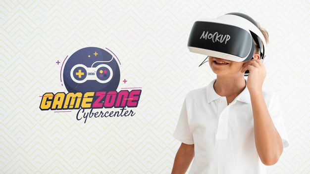 Smiley Kid Wearing Vr Glasses Psd