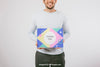 Smiley Man Holding Poster Mock Up Psd