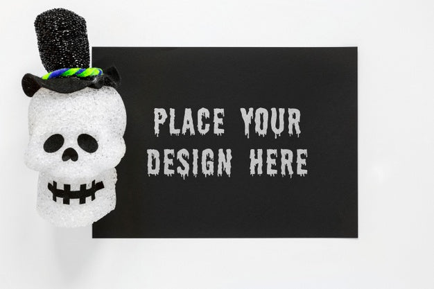 Smiley Skull Wearing Black Hat Psd