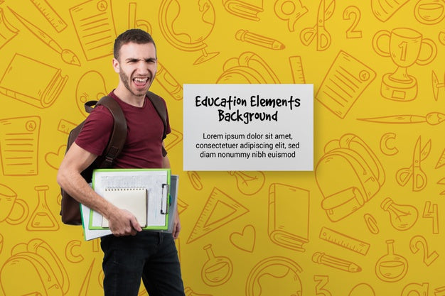 Smiley University Male Student With Positive Message Psd