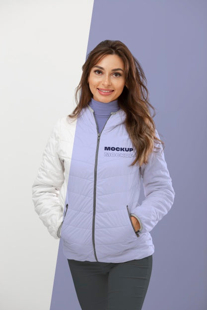 Smiley Woman Wearing Jacket Psd