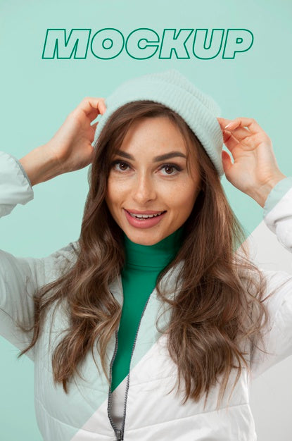 Smiley Woman Wearing Winter Clothes Psd