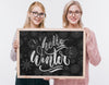Smiley Young Girls Holding Mock-Up Sign Psd