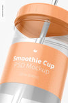 Smoothie Cup With Lid Mockup, Close Up Psd
