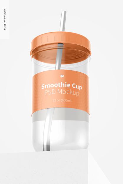 Smoothie Cup With Lid Mockup Psd