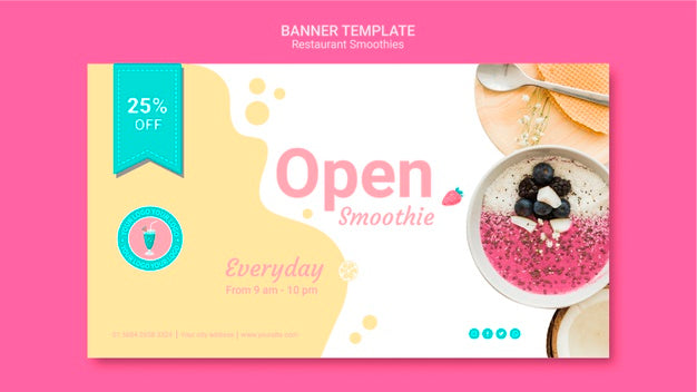 Smoothie Restaurant Banner Template Psd