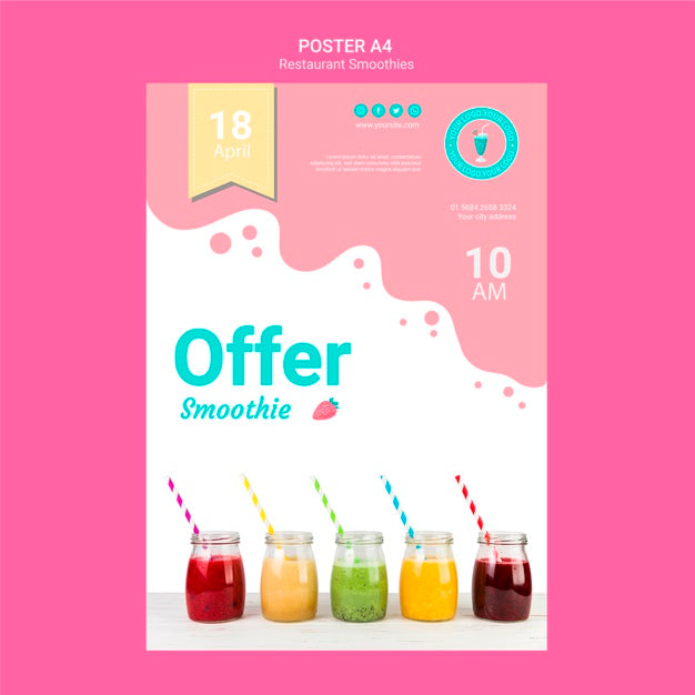Smoothie Restaurant Flyer Template Psd