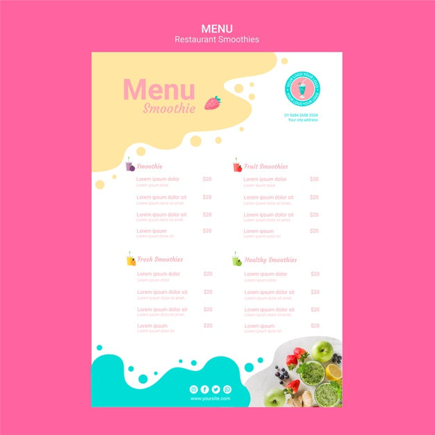 Smoothie Restaurant Menu Template Psd
