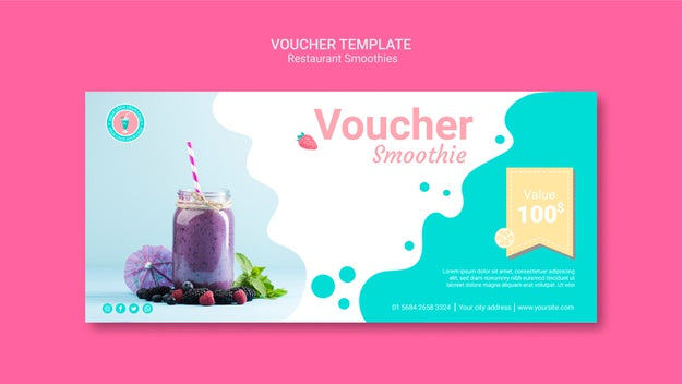 Smoothie Restaurant Voucher Template Psd